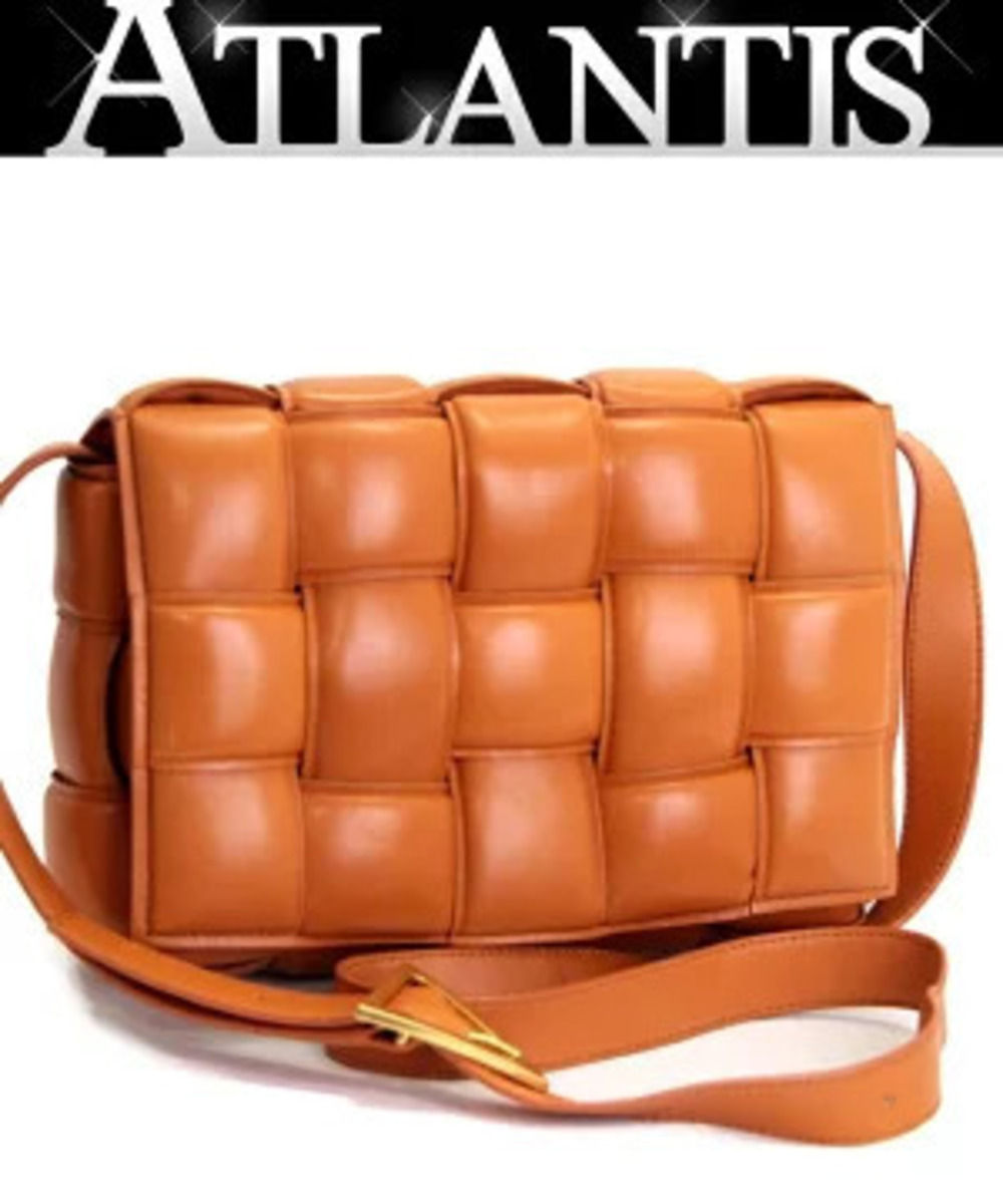 Bottega Veneta Intrecciato Padded Cassette Shoulder Bag Lambskin Orange